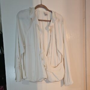 a new day Ivory Ruffle Wrap Blouse